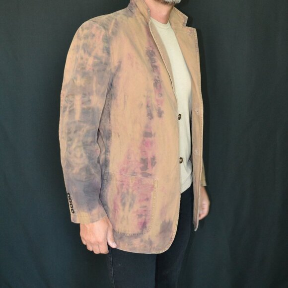 Cowboy western rustic camo Blazer sports Coat dyed brown khaki black gray tan XL - Picture 11 of 12